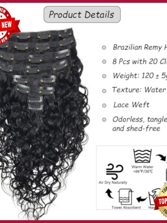 20 Inch Brazilian Remy Human Hair Clip In Extensions 8 Pieces 120g main image 6